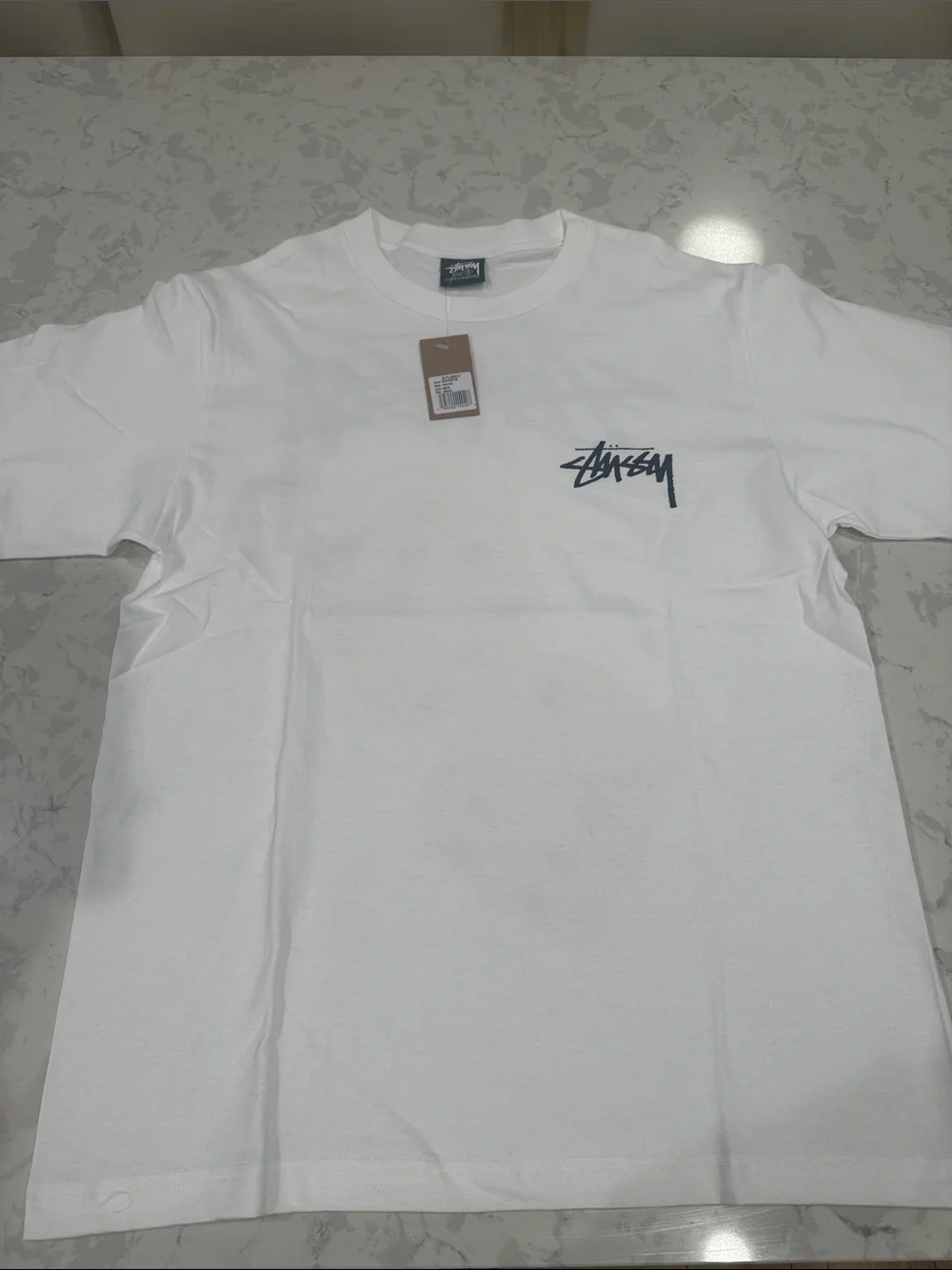 Stussy White Fuzzy Dice Tee NWT - Picture 2 of 5